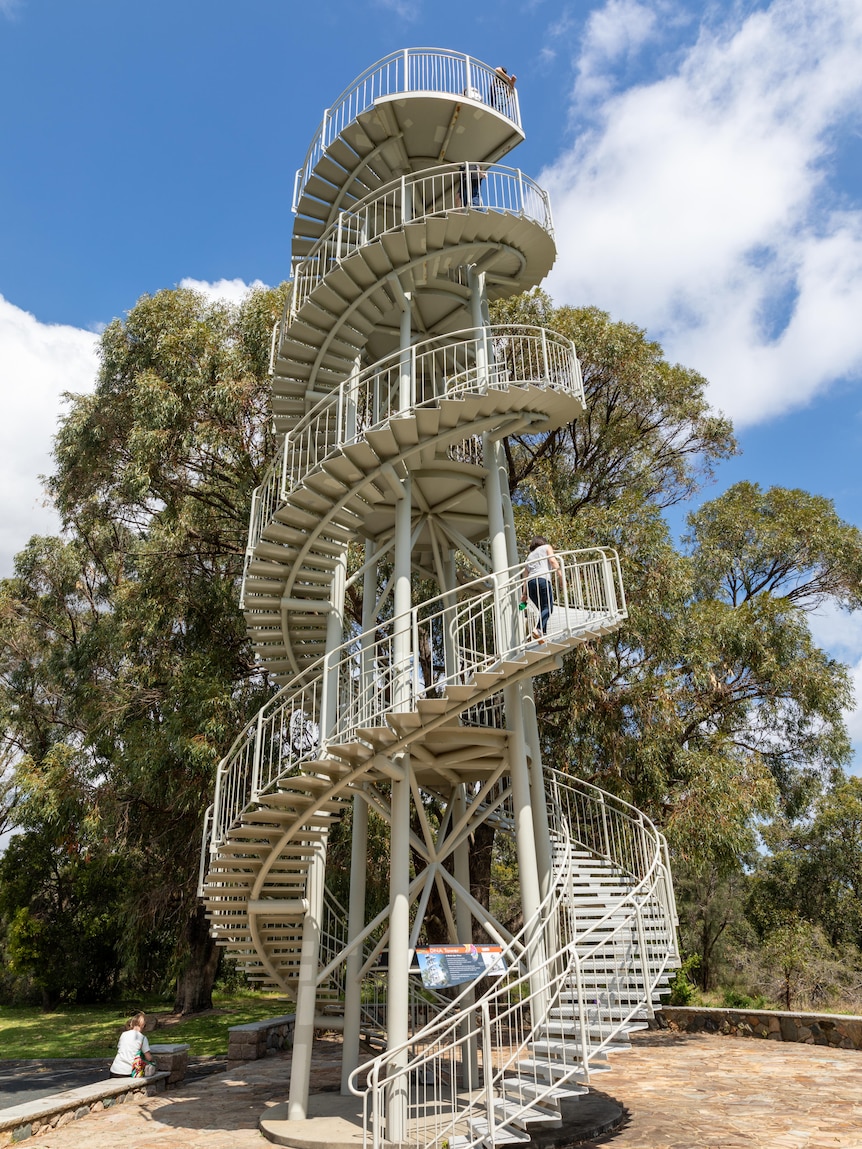 A spiral-shaped tower.