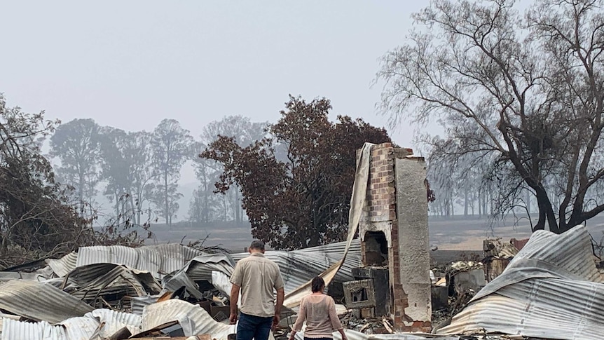 Rubble from house destroyed by fire