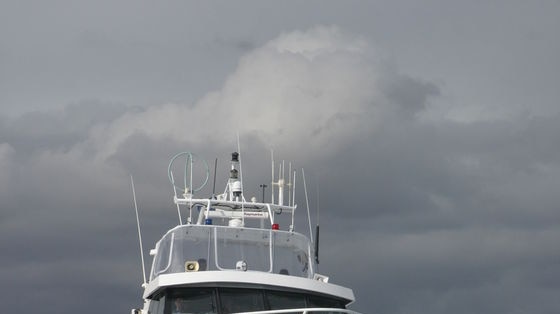 Water police boat at full speed