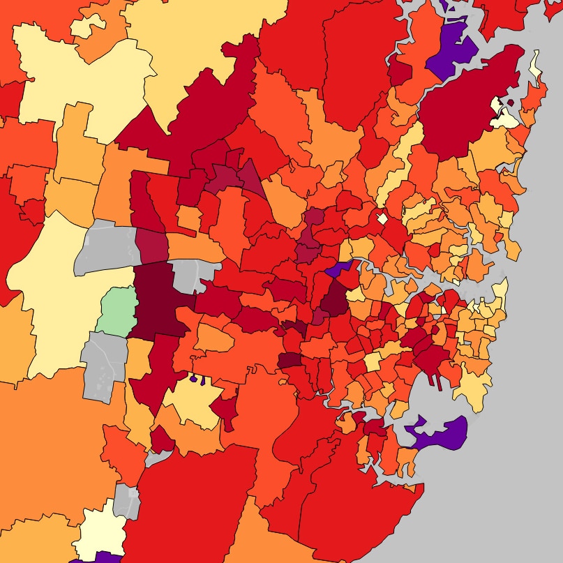 Mortgage stress - Sydney map