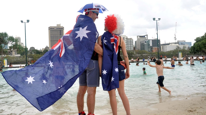 Australia Day revellers head to Brisbane beach