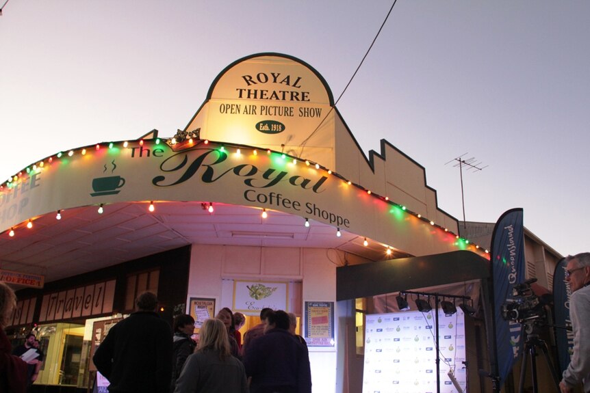 The front entrance of the outdoor cinema on opening night.