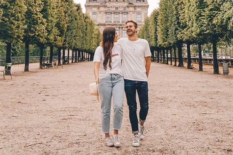 Mim and Mark walk together  in Tuileries gardens, Paris