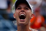Wozniacki celebrates win over Sharapova