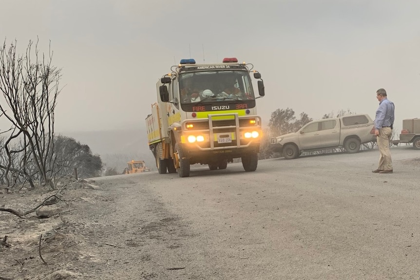 A CFS truck travelling on a dirt road