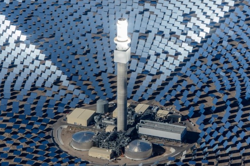 Solar panels of a solar thermal power plant.
