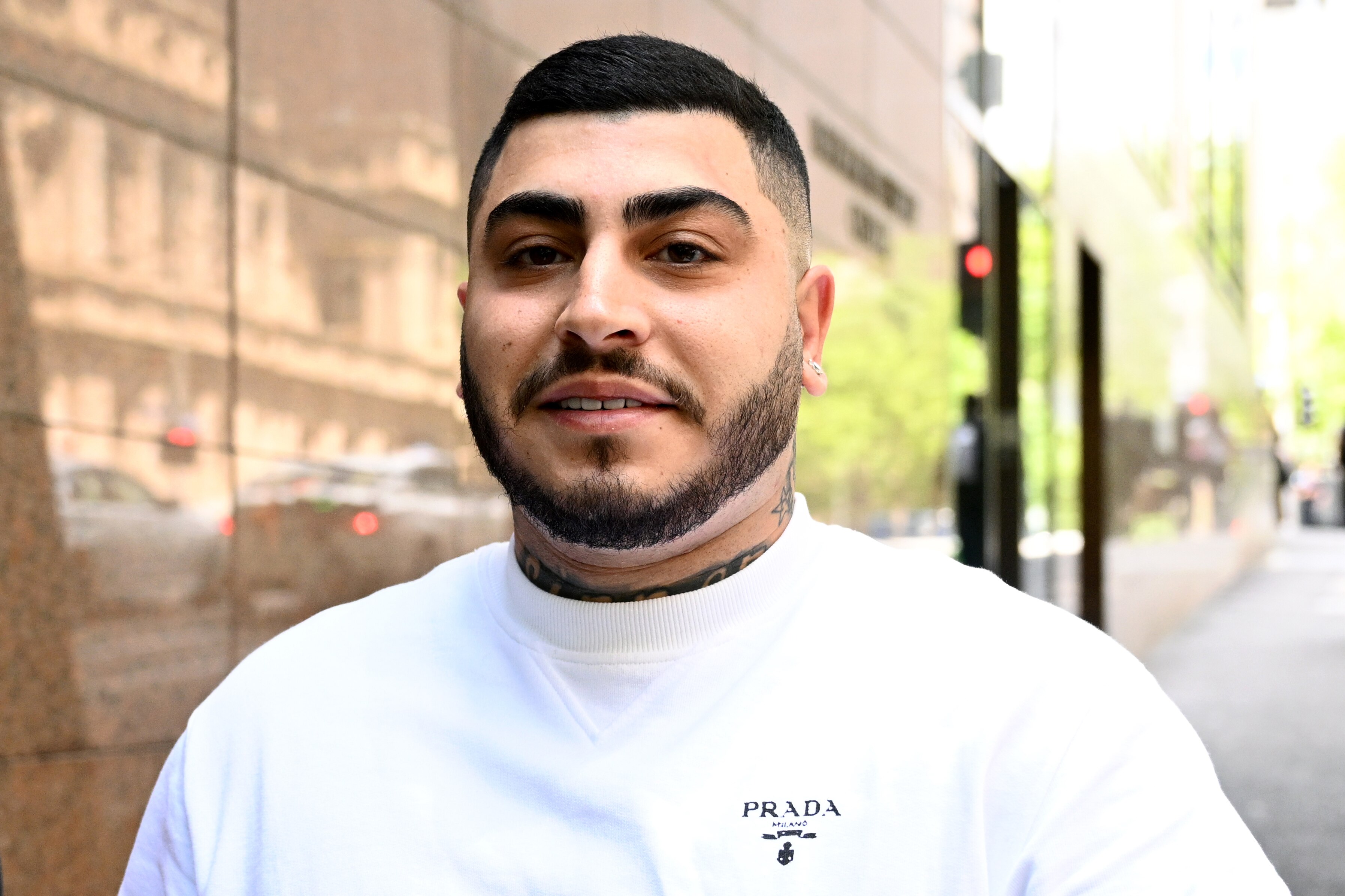 A man in a white jumper