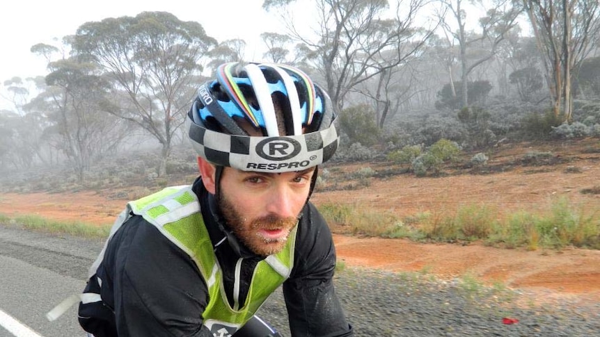 Dave Alley has icicles on his beard in the Nullarbor.