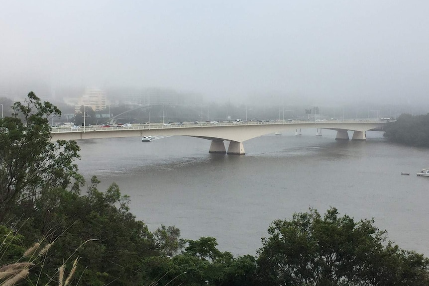 Fog blankets Brisbane's South Bank on May 24, 2017