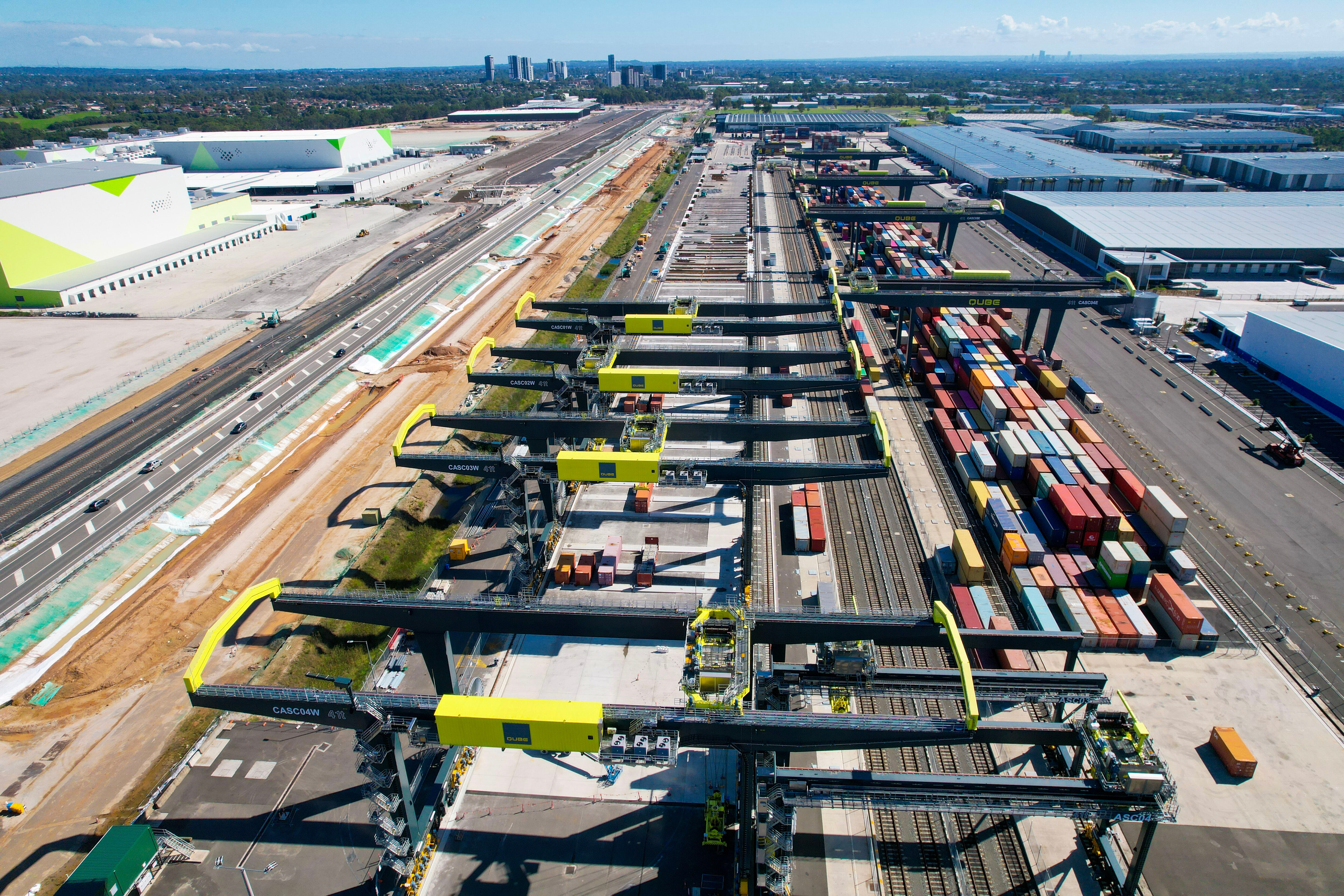 An overview of a large freight area.