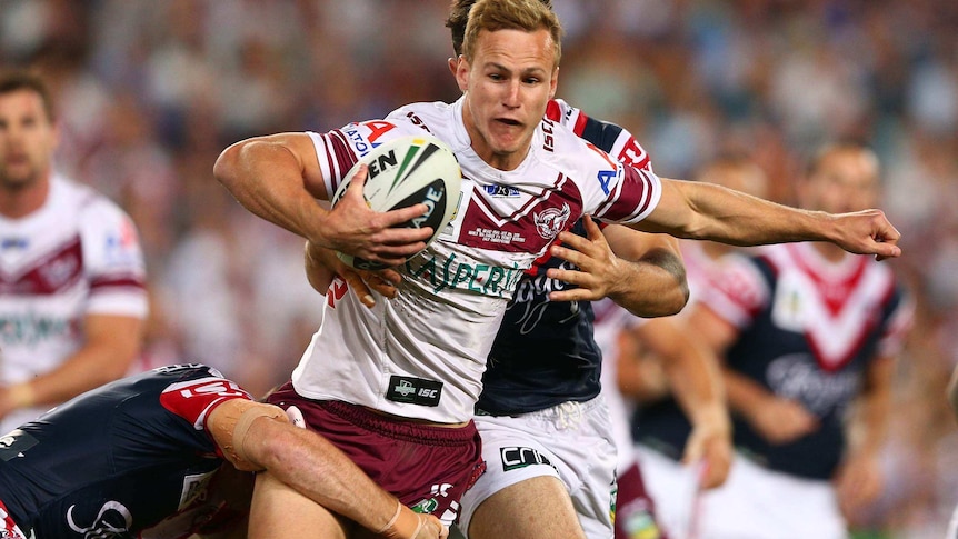 Manly's Daly Cherry-Evans runs the ball during the 2013 NRL grand final against Sydney Roosters.