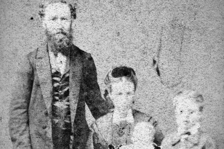 William Phelps Pickering, his second wife Grace Martha, and two of her children.