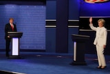 Donald Trump and Hillary Clinton on stage for the third US presidential debate