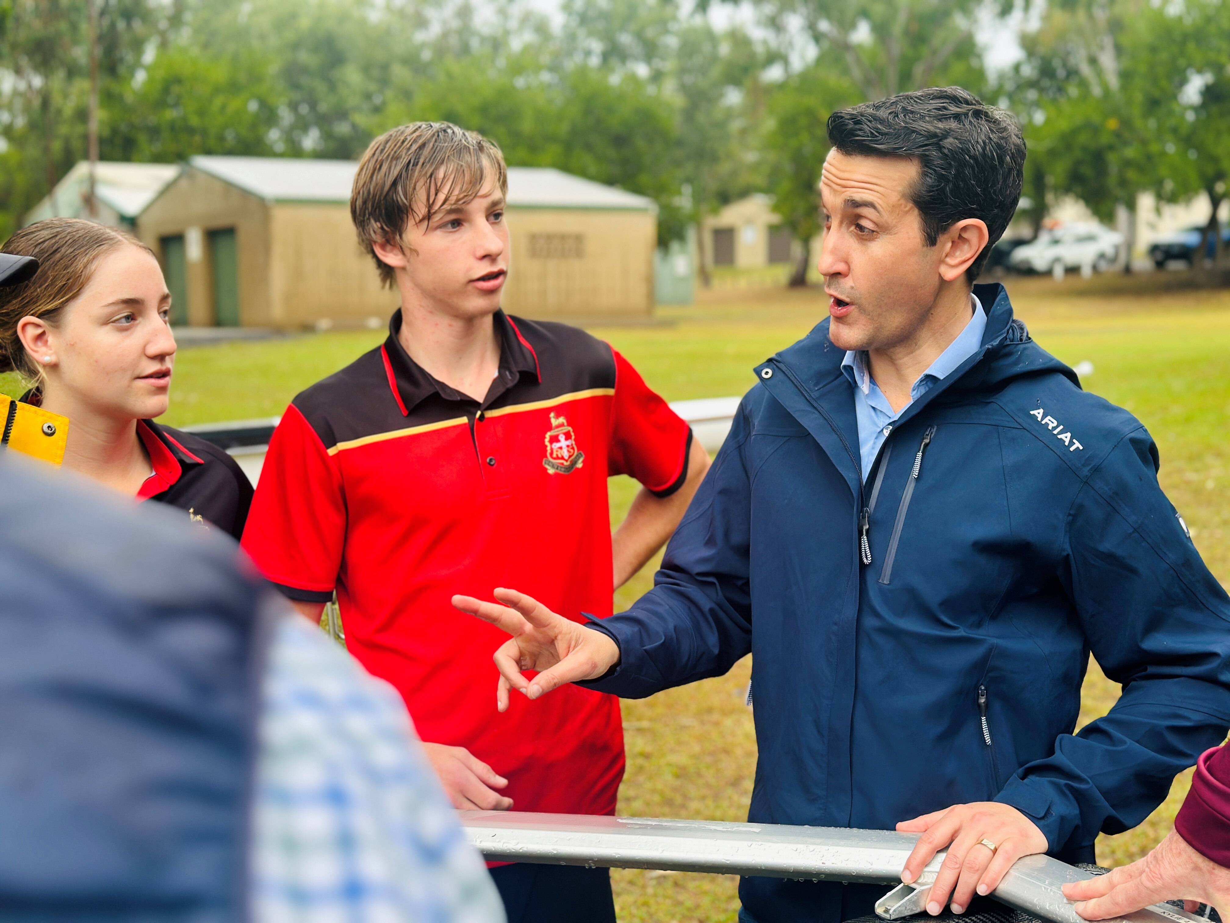 The Premier talking to scjhool students.