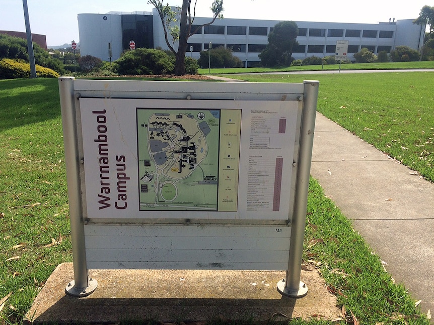 Sign outside Deakin University's Warrnambool campus.