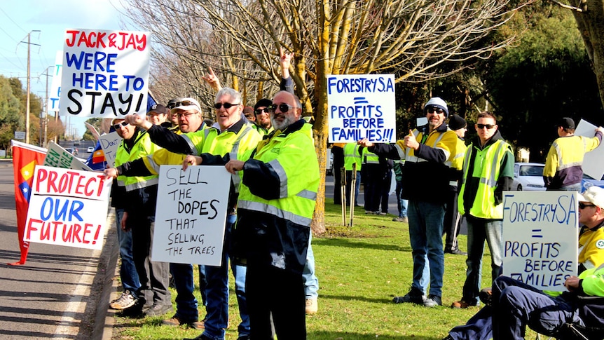 Timber workers have been vocal in recent protests (file photo)