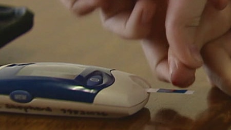 Close up of diabetic testing insulin levels