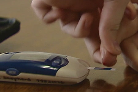 Close up of diabetic testing insulin levels