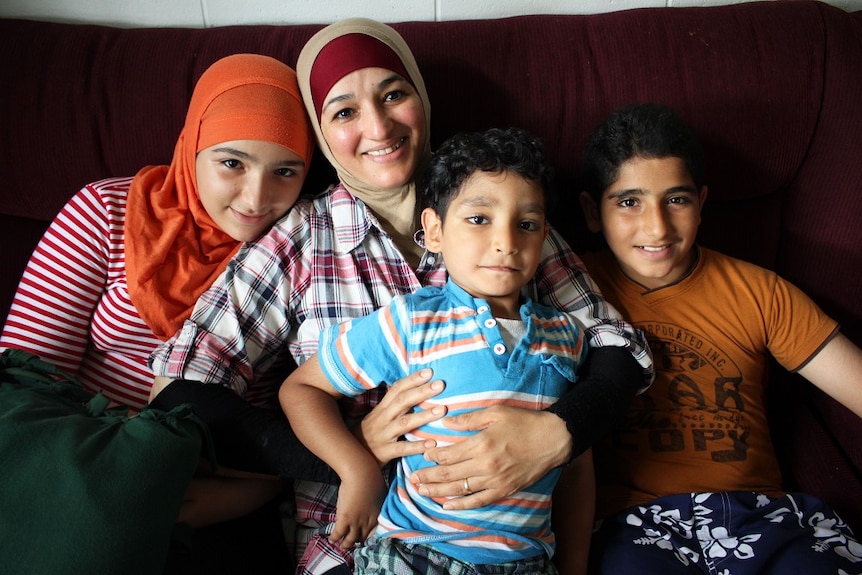 Wurood Albayati with her children Arwa (Year 7) Mustafa (Prep) and Ali (Year 6) Alshomali