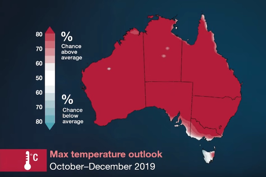A BOM graphic showing summer temperature forecasts