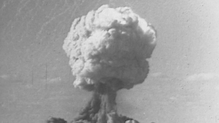 Archive footage of a nuclear test at Maralinga.