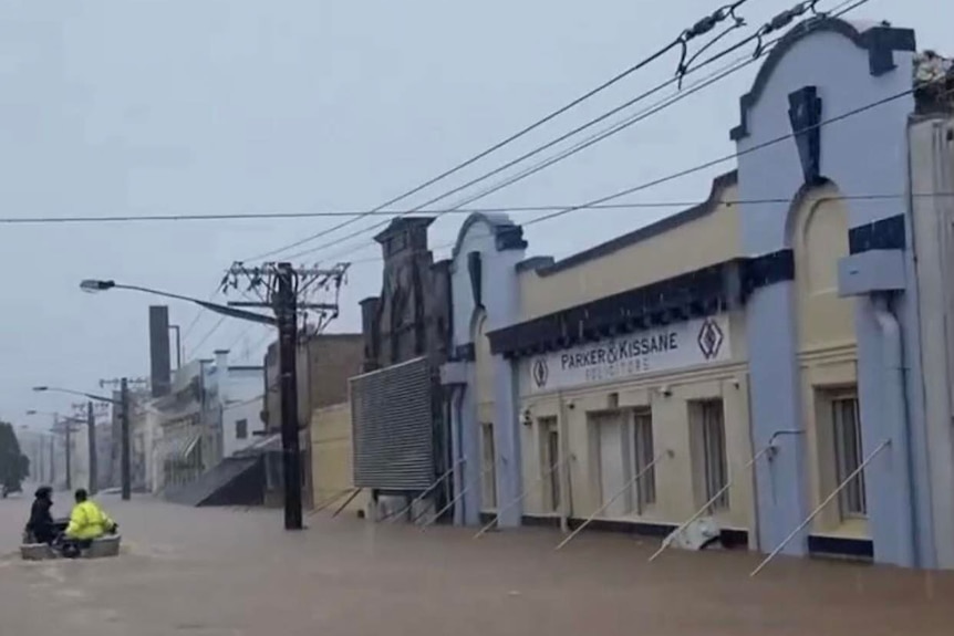 An inundated section of Lismore streets 