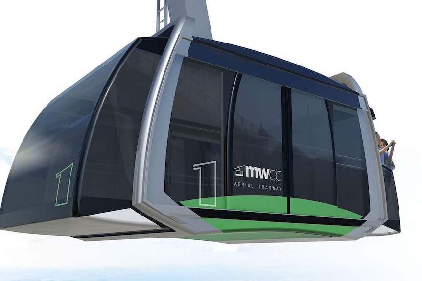 Artist impression of Mt Wellington cable car.