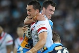 Stranglehold ... the Titans were tough in defence but failed to beat the Roosters