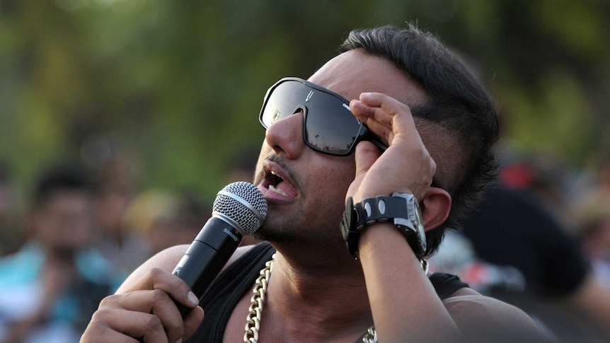 Indian rapper Honey Singh performs in New Delhi.