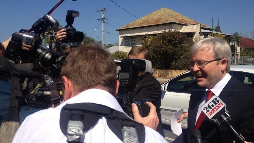 Kevin Rudd arrives at Saint Paul's Church to vote