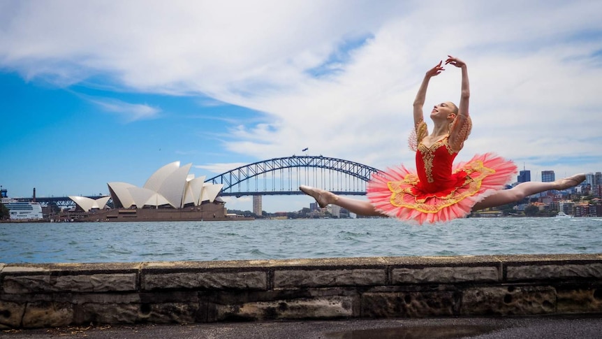 A girl dancing.