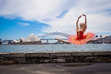 A girl dancing.