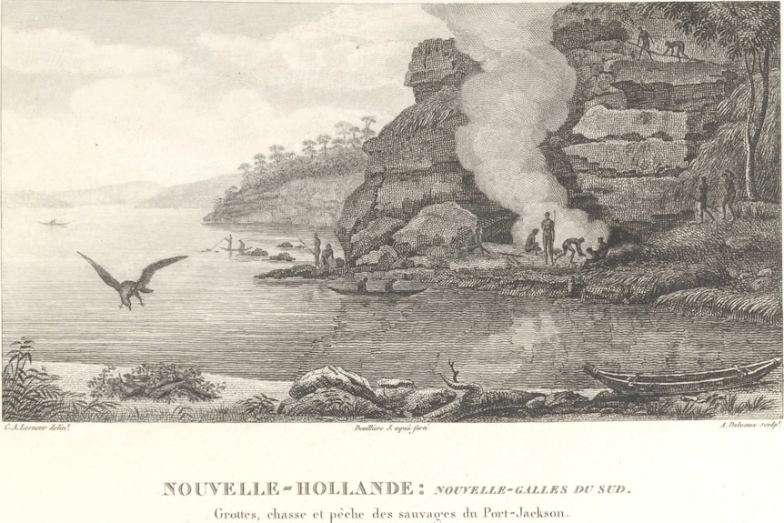 A French engraving of a headland which closely resembles Balls Head in North Sydney.