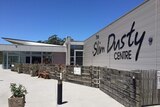 A modern building with the Slim Dusty Centre written across the front
