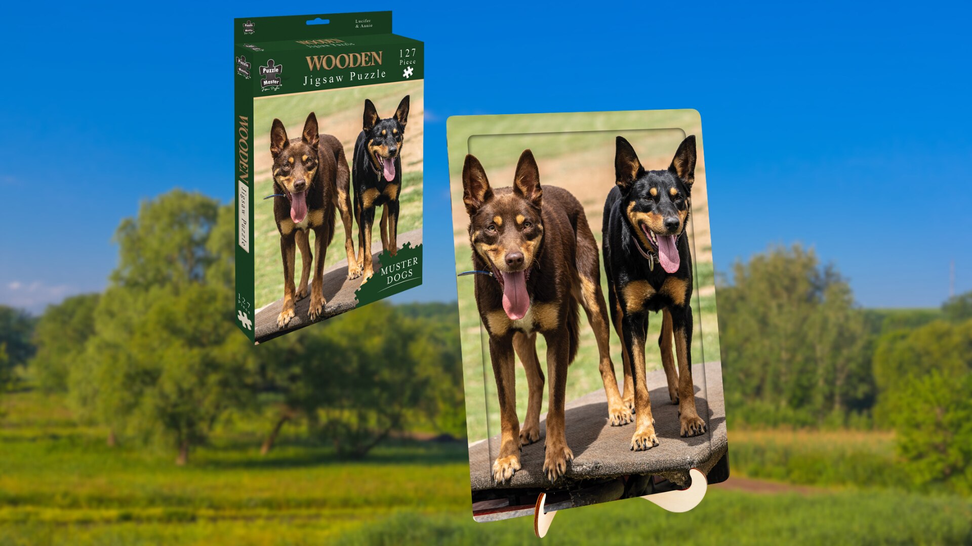 Muster Dogs Wooden Jigsaw Puzzle - Annie & Lucifer