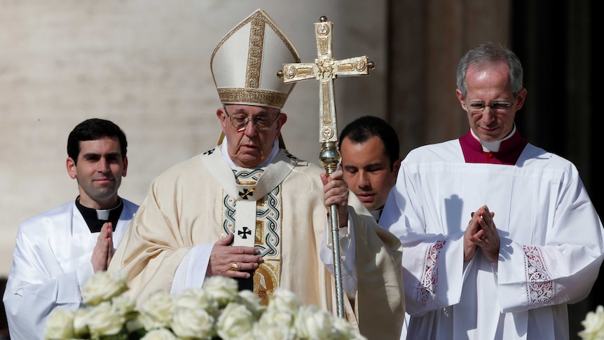 Pope Francis leads the Easter Mass at St. Peter's Square at the Vatican.