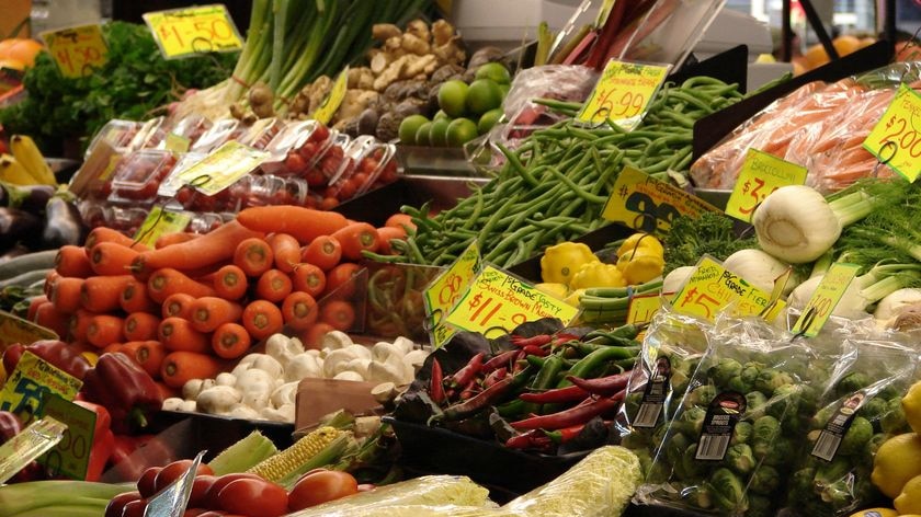 Fruit and vegetable stall at Adelaide Central Market