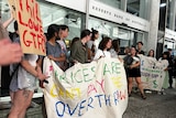 Protesters gathered outside the Reserve Bank of Australia in Martin Place, Sydney.