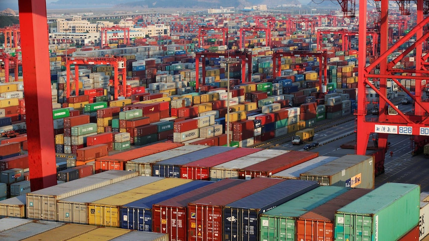 Thousands of containers seen at a port in China.