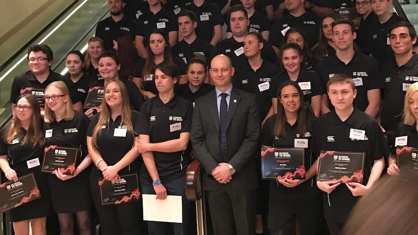 NRL CEO Todd Greenberg with School to Work graduates
