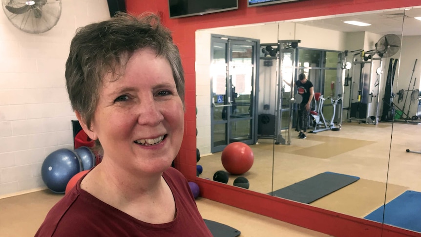 Dementia study participant Louise Carnell in a gym.