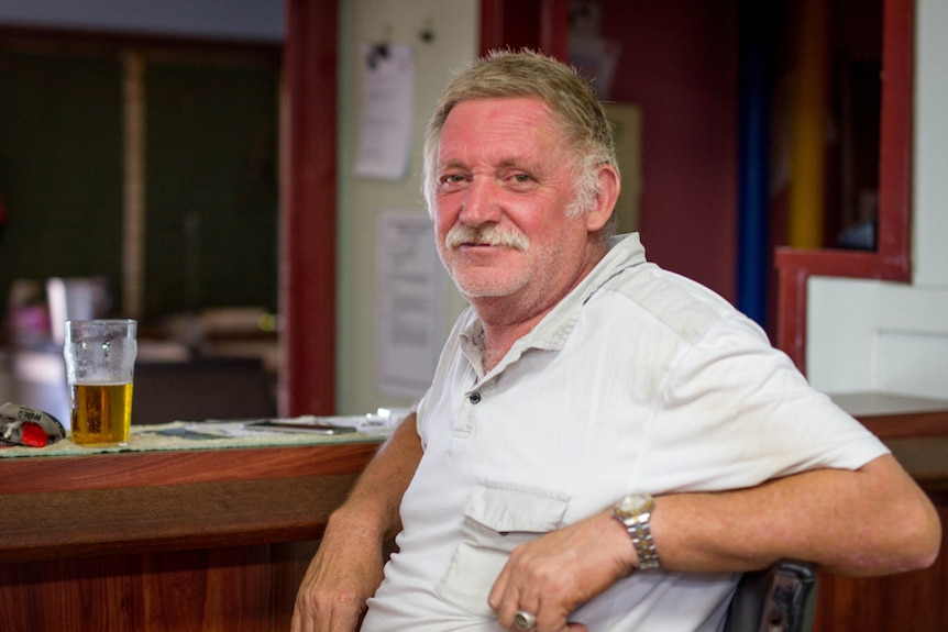 Graham Eldridge or Grumps having lunch at the East Kambalda bowling club.