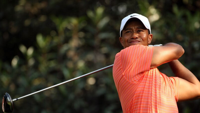 Three off the pace... Tiger Woods.