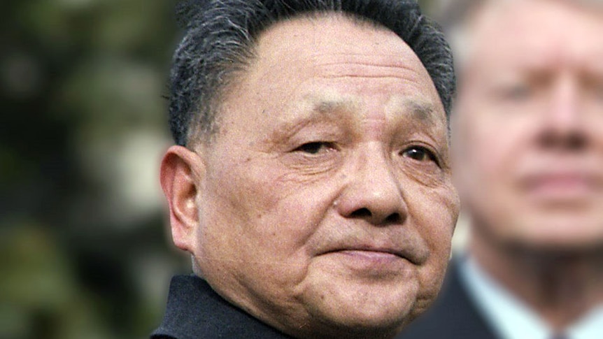 A close up photo of Deng Xiaoping in a dark coat