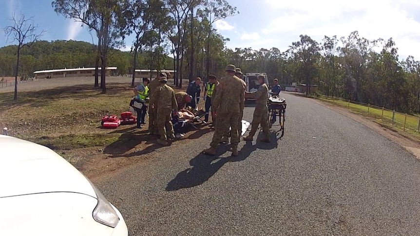 The soldier was flown to Rockhampton Hospital