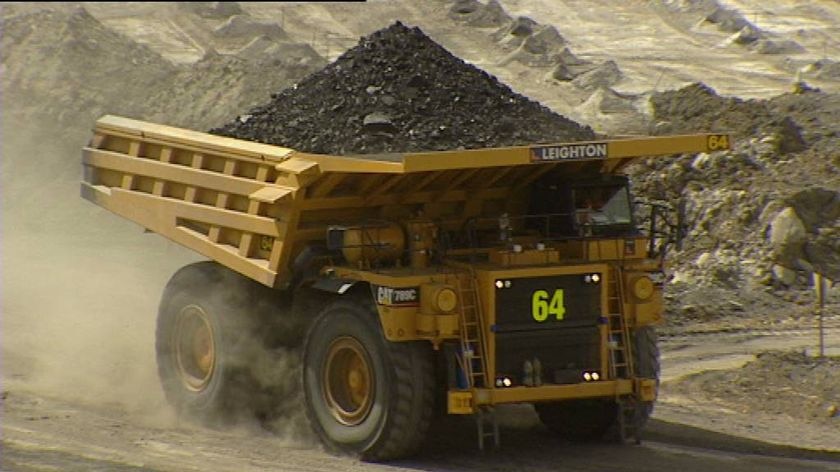 Coal truck driving at Qld mine