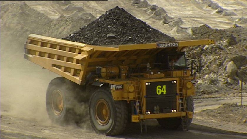 Coal truck driving at an Australian mine