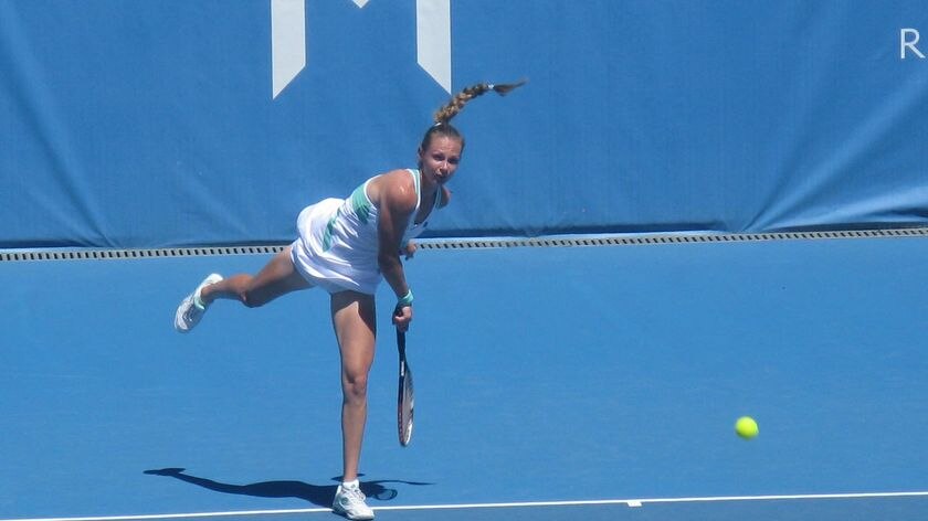 Slovakian Magdalena Rybarikova at the Hobart tennis international.