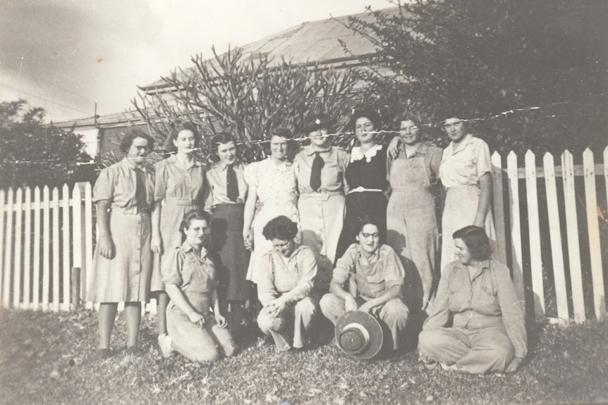 B&W photo of a group of women.