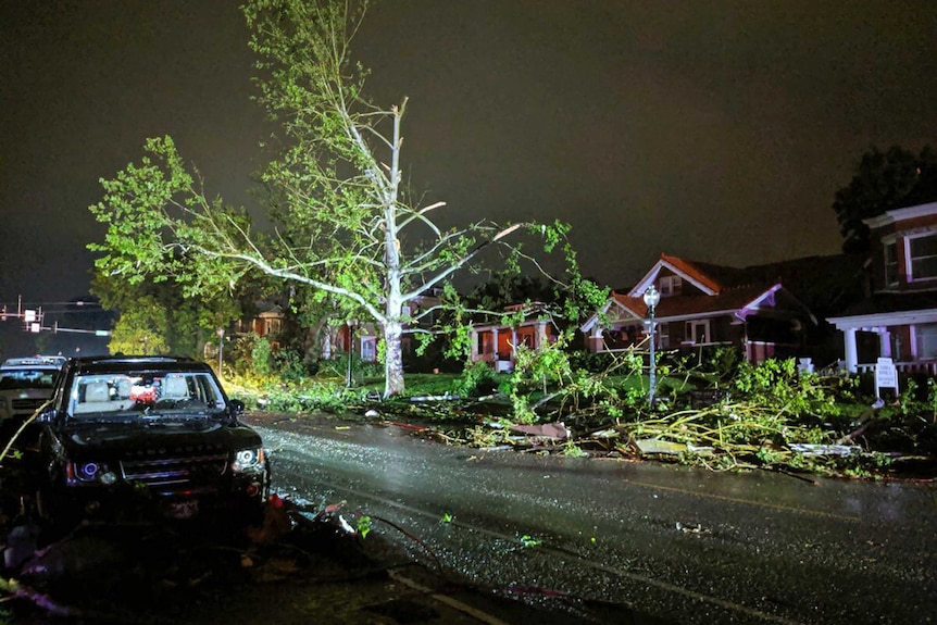 This image posted on Twitter account of Stechshultsy shows tornado-hit Jefferson City.